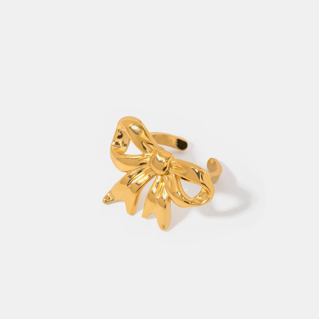 18K Gold-Plated Stainless Steel Bow Ring - Laazaar