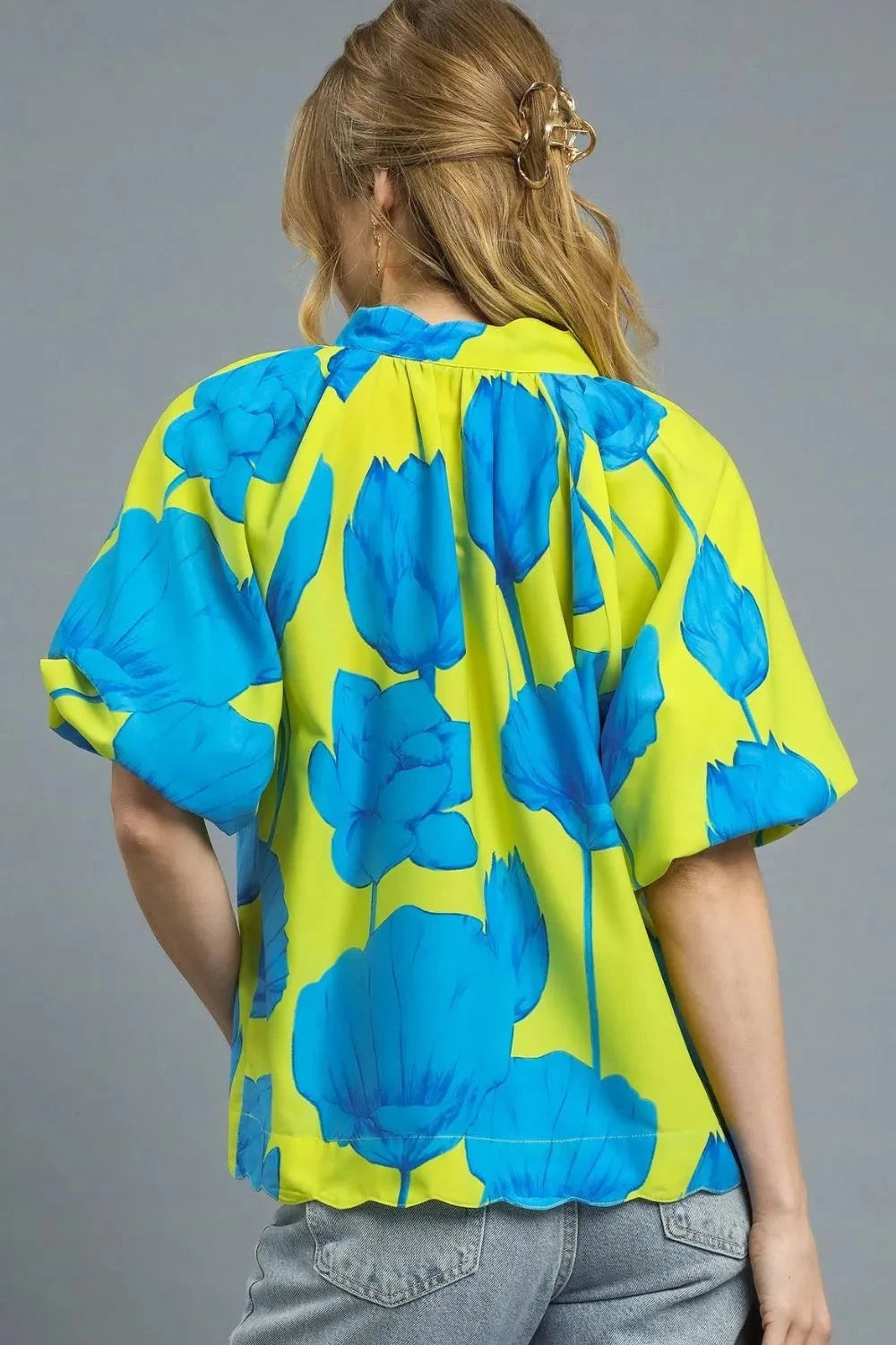 Umgee Floral Print Relaxed Fit Summer Blouse