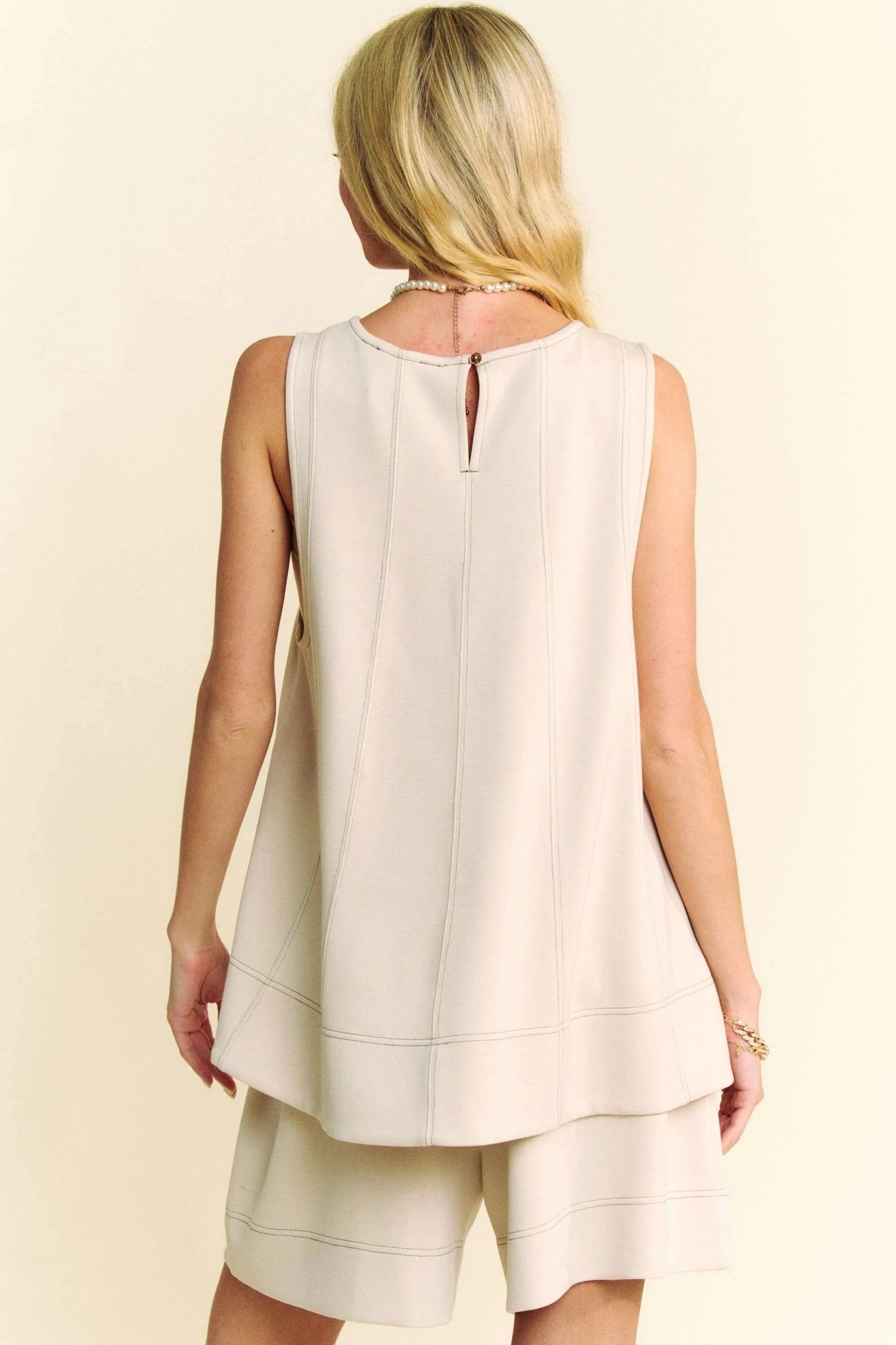 Davi & Dani Contrast Seam Top and Short Set