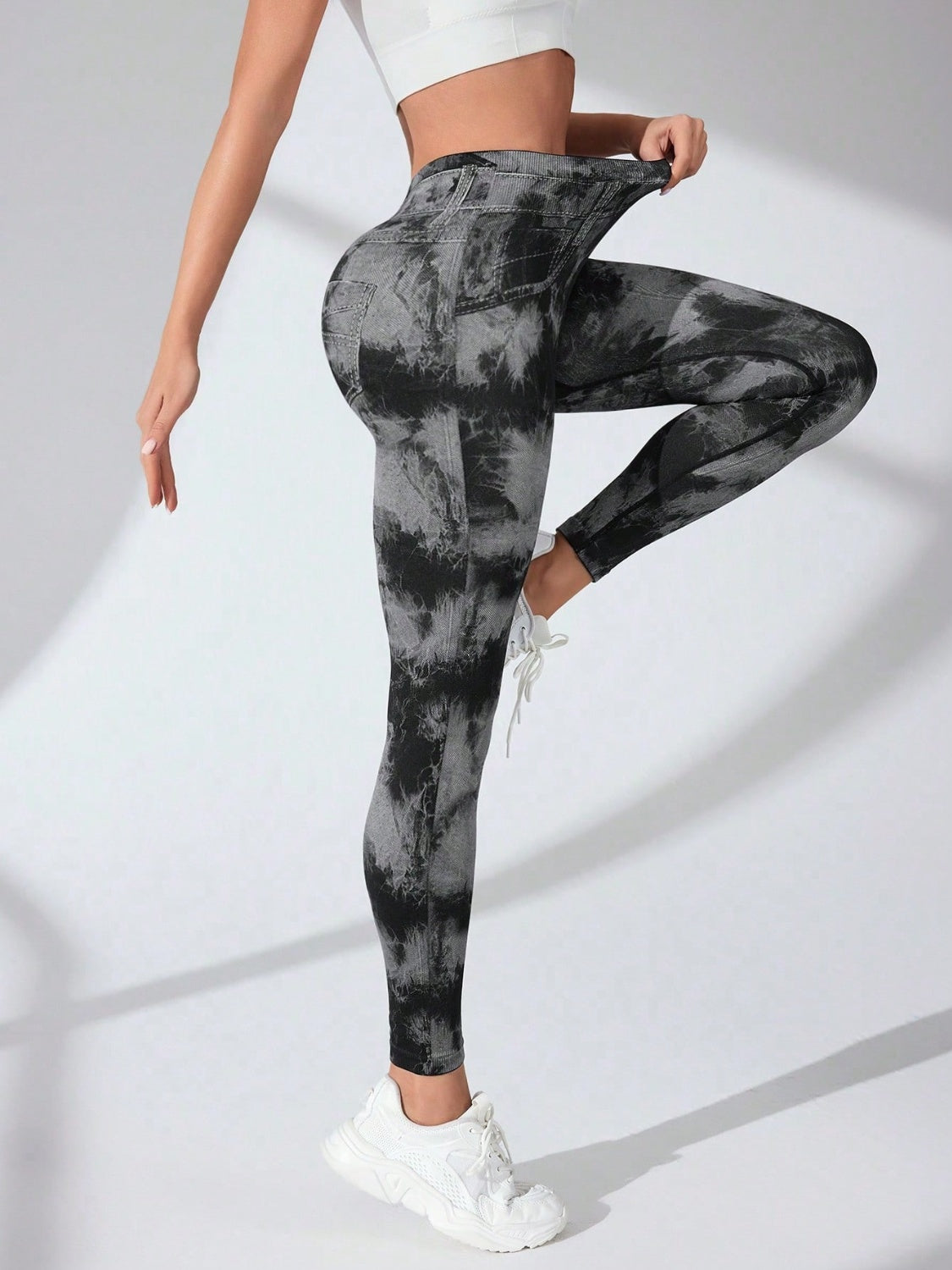 Tie-Dye High Waist Active Leggings - Laazaar