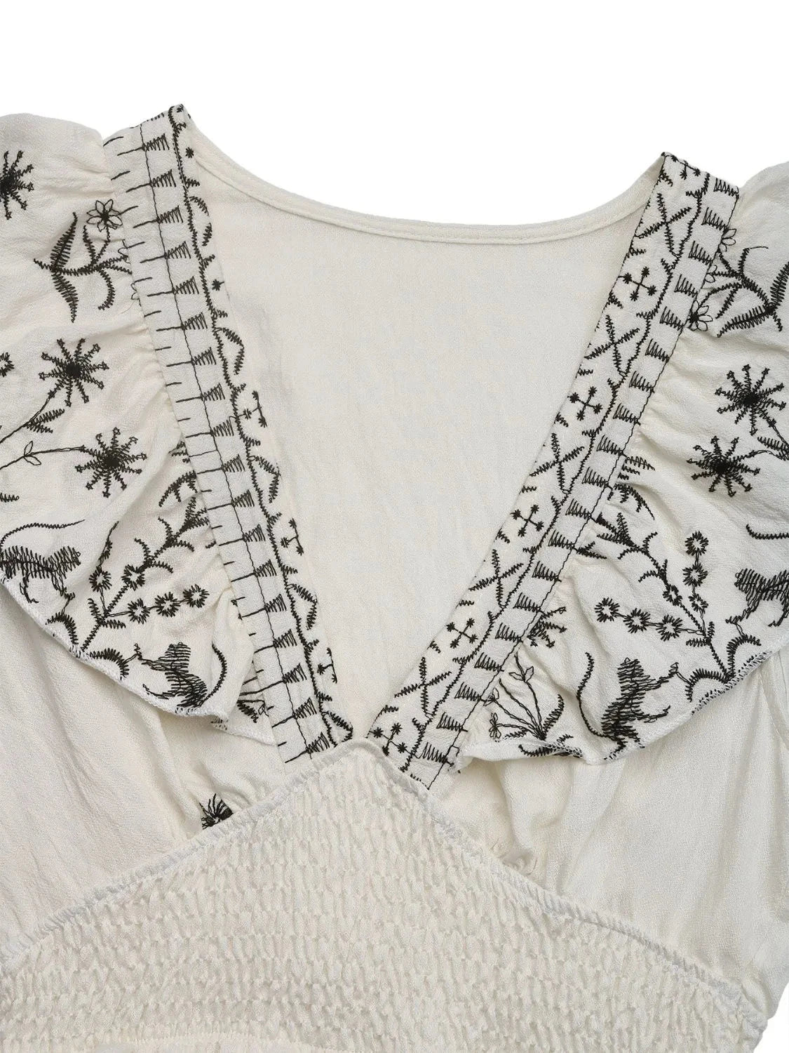 Smocked Ruffled Cap Sleeve Mini Dress