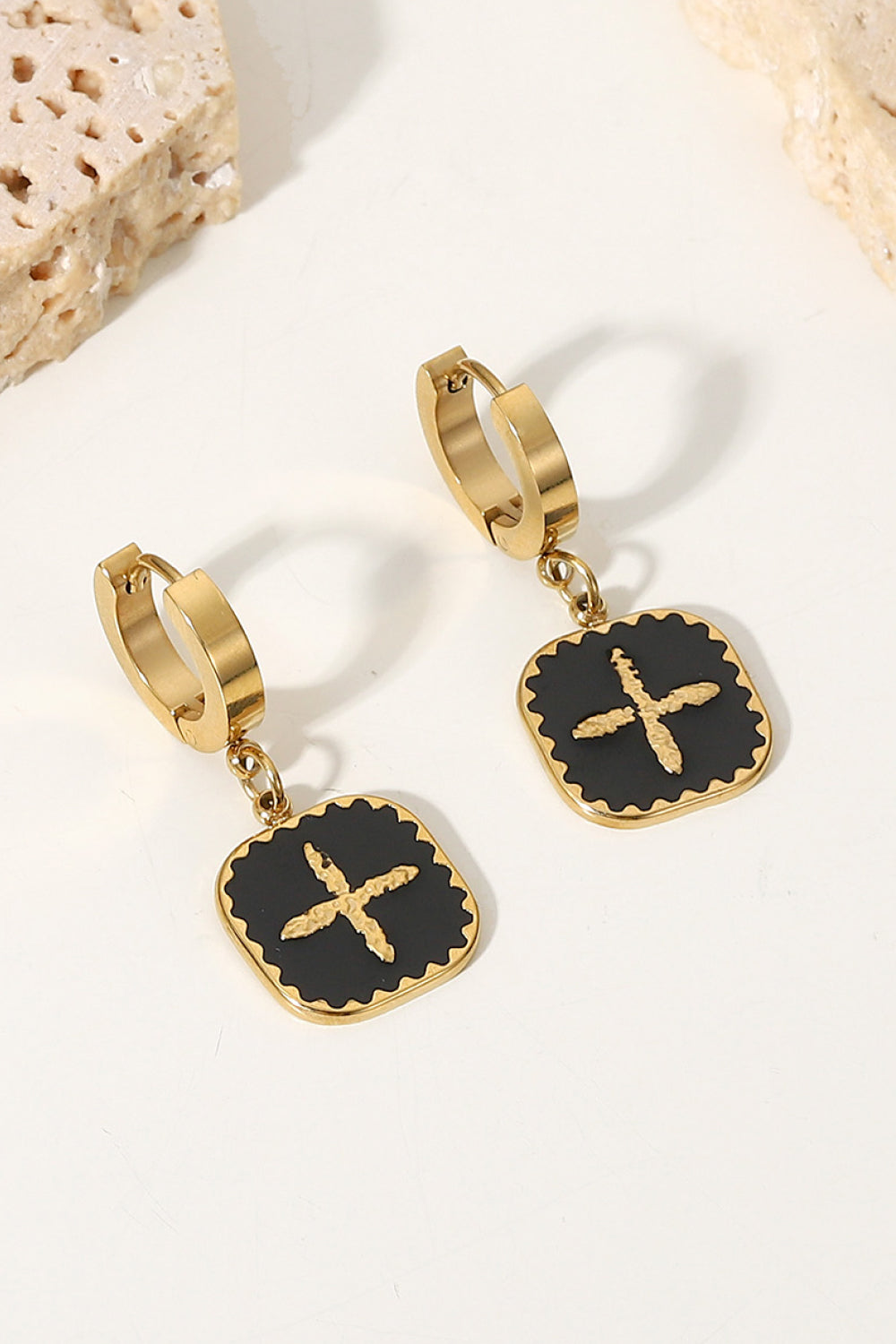 Plus Sign Square Shape Drop Earrings - Laazaar