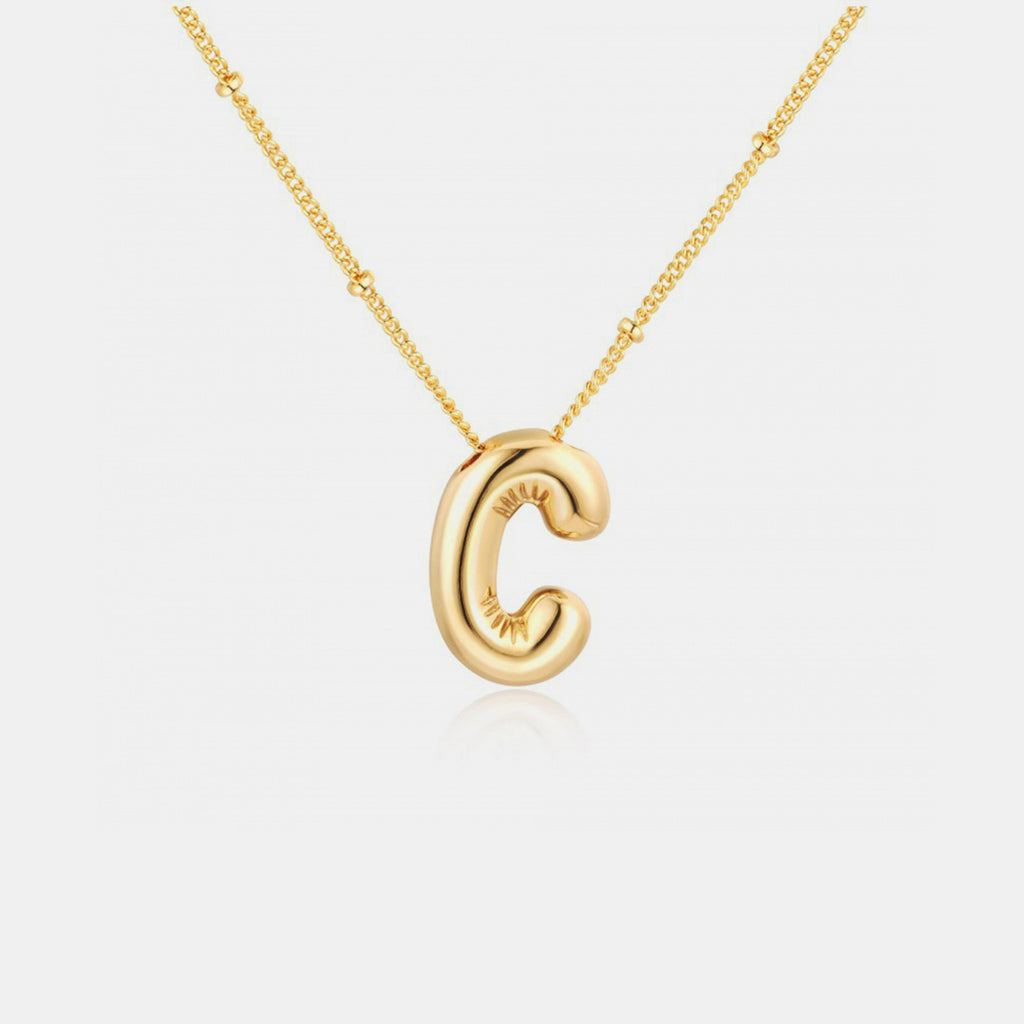 Gold-Plated Bubble Initial Necklace - Laazaar