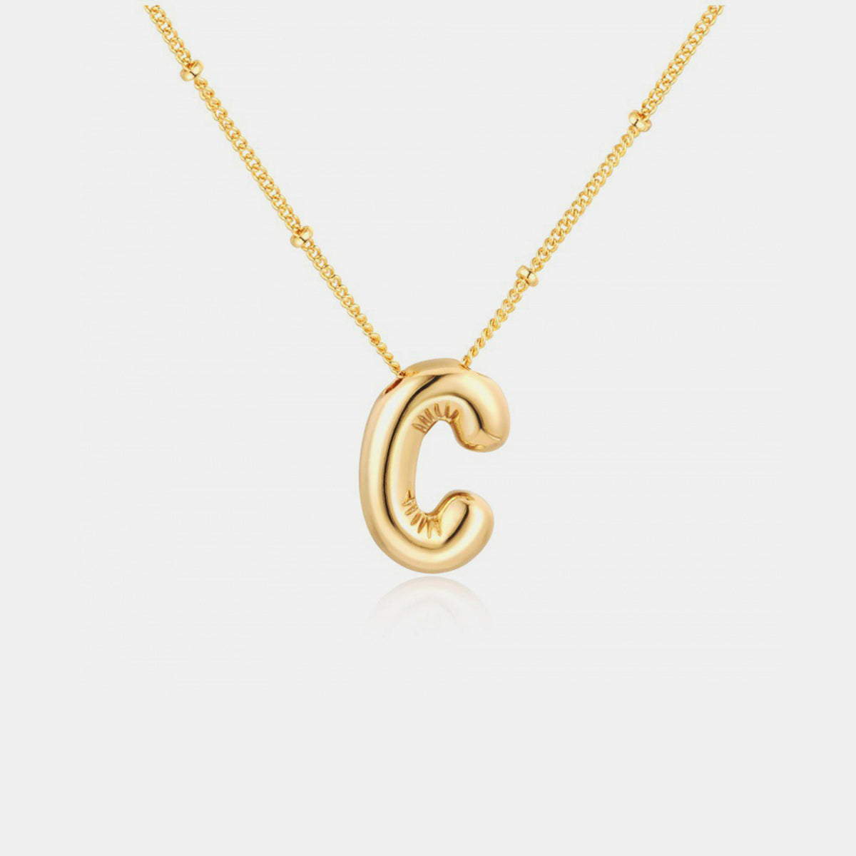 Gold-Plated Bubble Initial Necklace - Laazaar