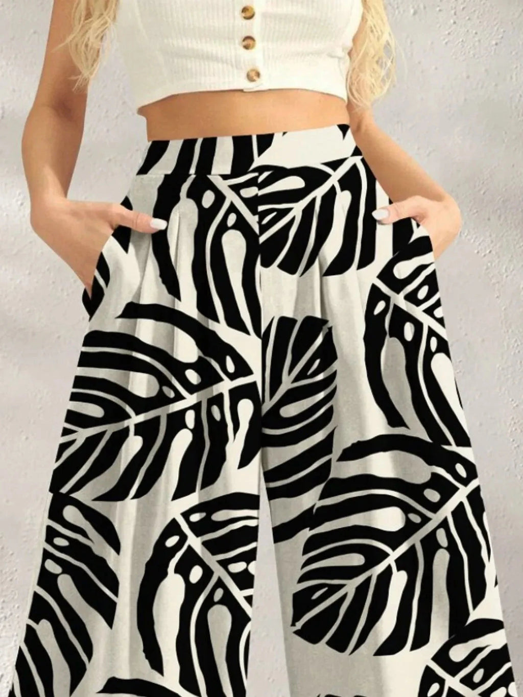 Printed Wide Leg Pants