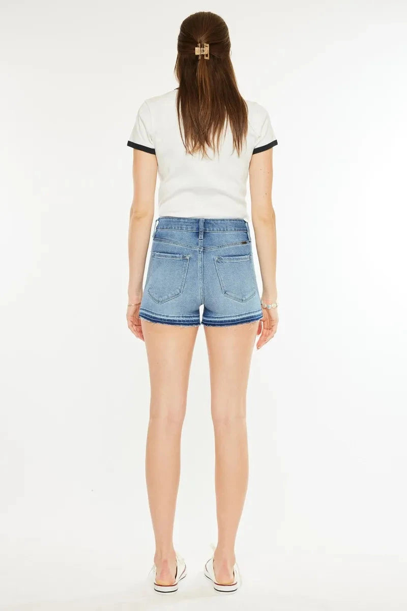 Kancan High Rise Release Hem Denim Shorts