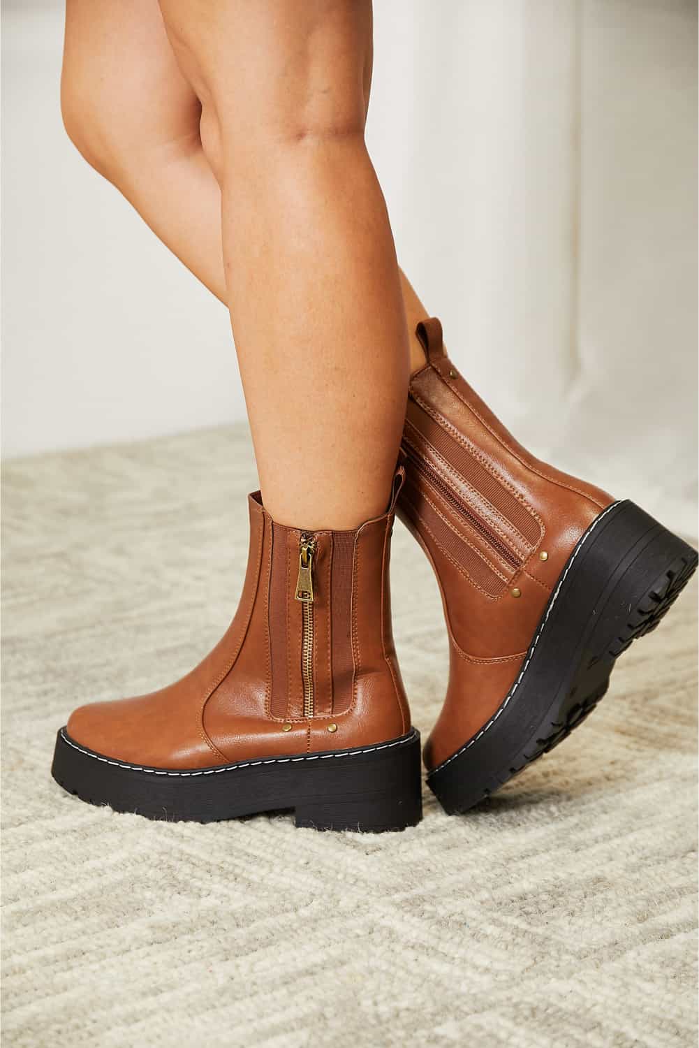 Forever Link Side Zip Platform Boots - Laazaar