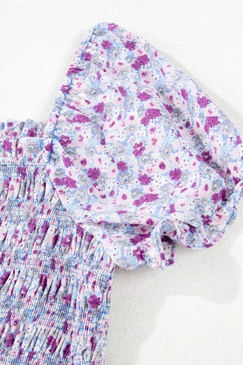 Tiered Floral Shirred High Waist Maxi Dress