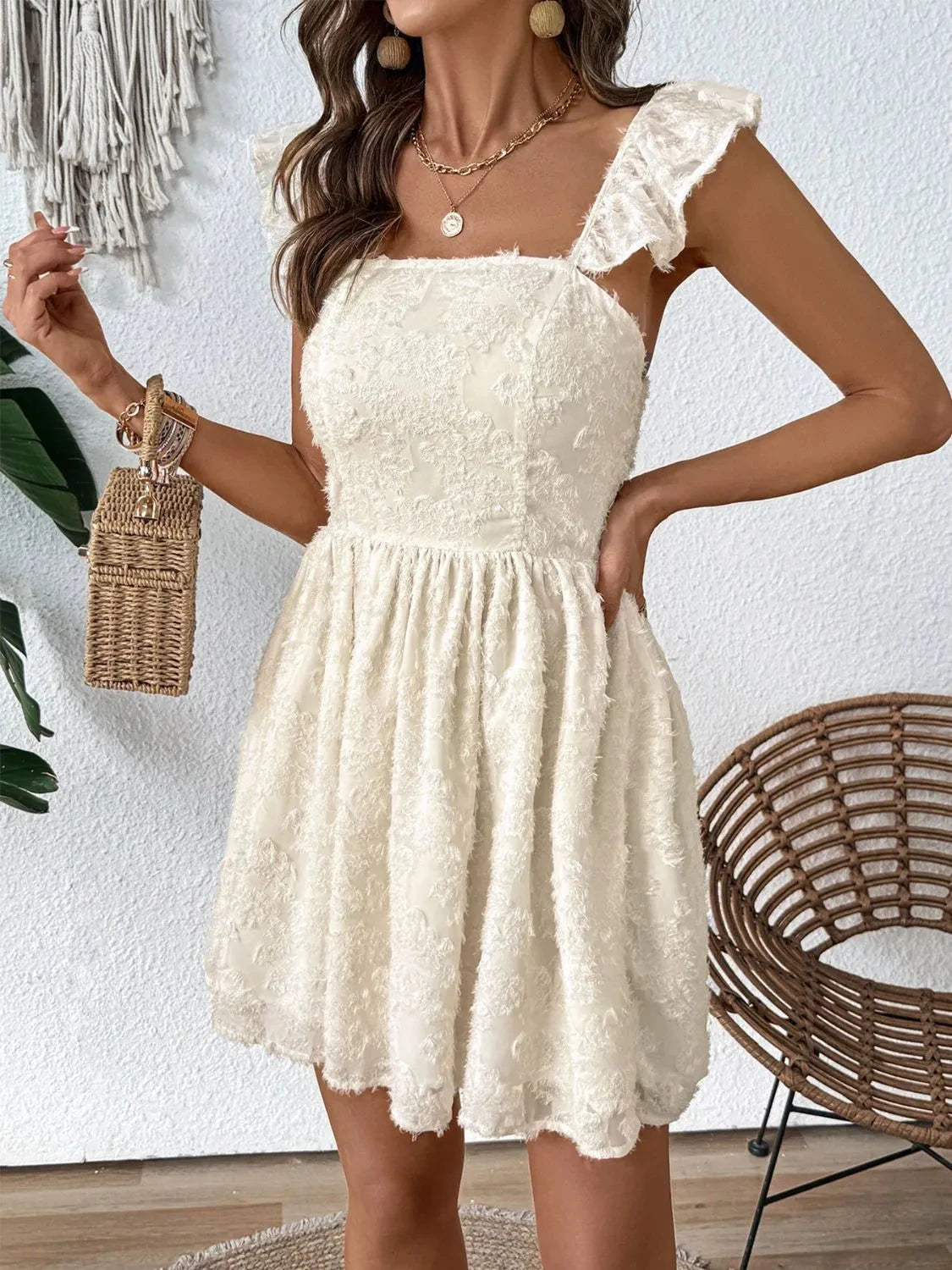 Cutout Cap Sleeve Mini Cami Dress