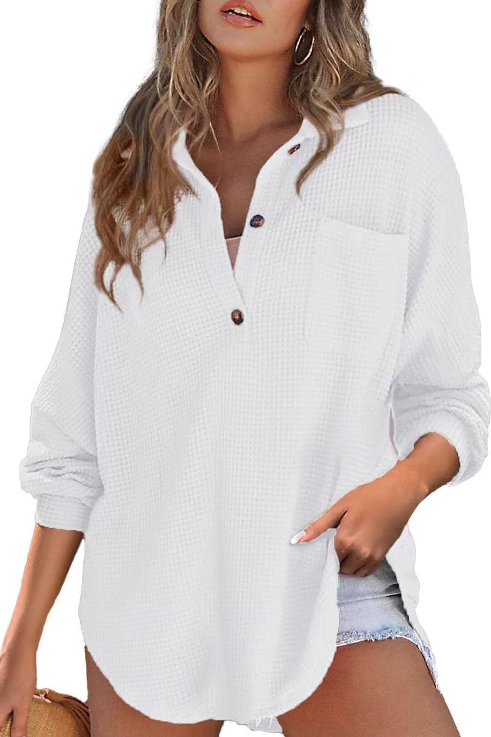 Half Button Long Sleeve Sweatshirt - Laazaar