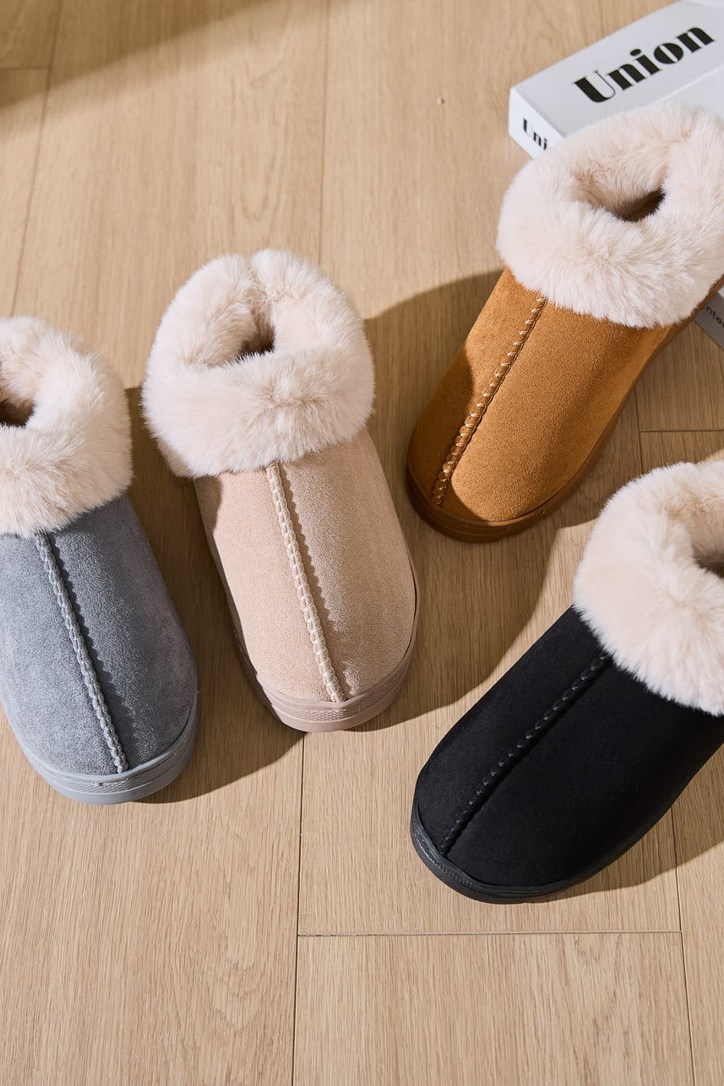 Faux Fur Round Toe Platform Slippers - Laazaar