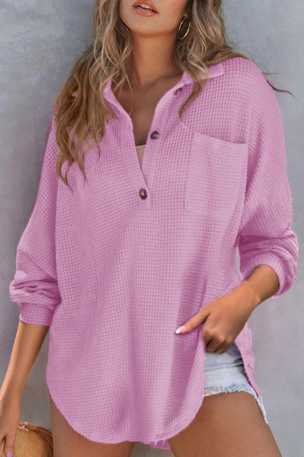 Half Button Long Sleeve Sweatshirt - Laazaar