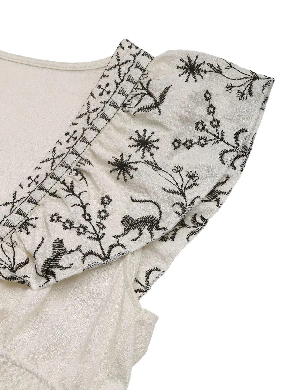 Smocked Ruffled Cap Sleeve Mini Dress