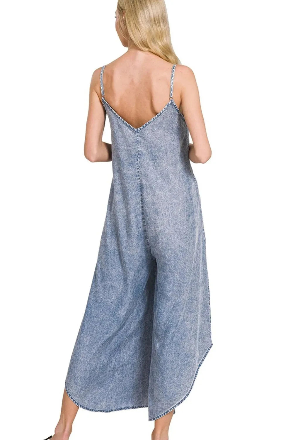 Zenana Lyocell Acid-Washed Jumpsuit