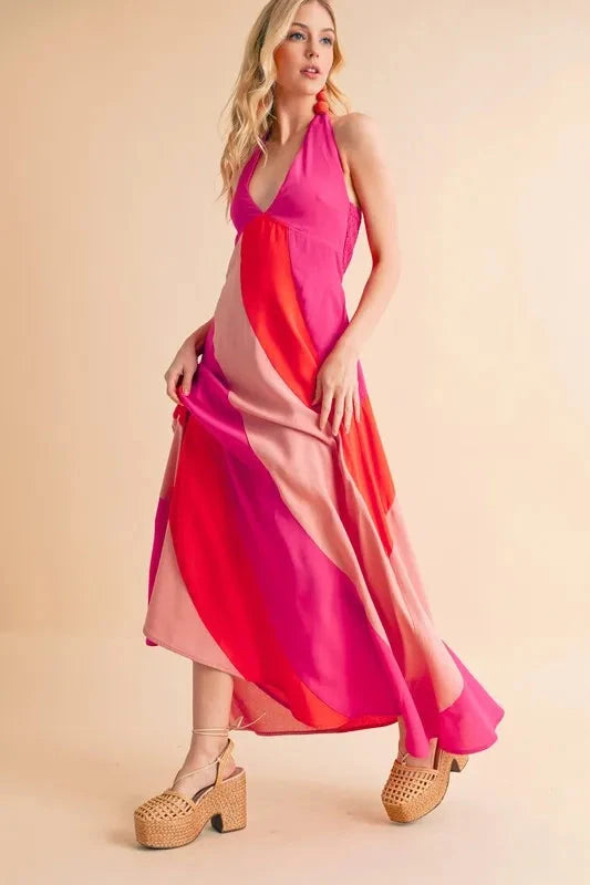 Aemi+Co Color Block Sleeveless Maxi Dress