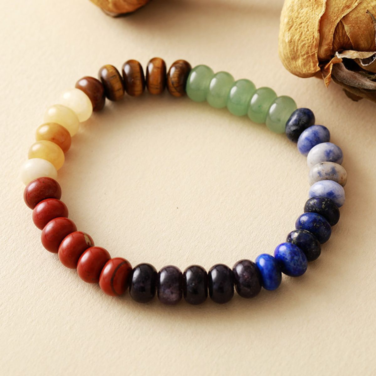 Contrast Natural Stone Bead Bracelet - Laazaar