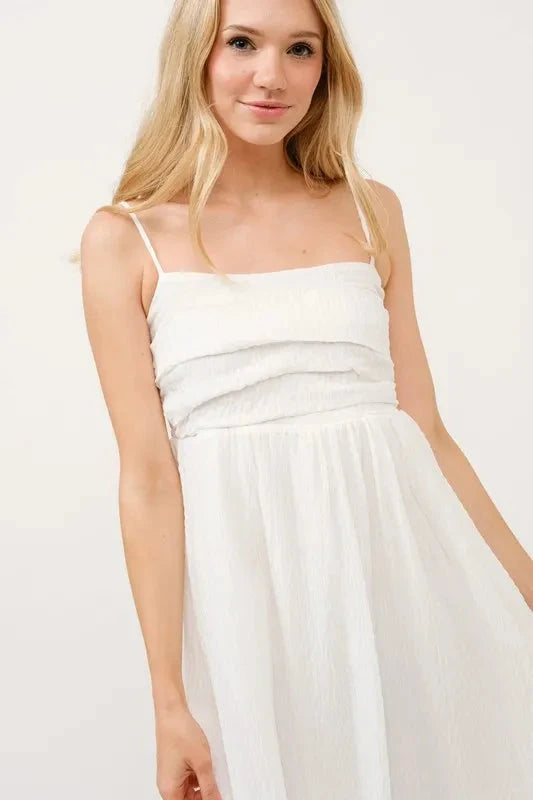 And The Why Ruched Front Smocked Back Babydoll Mini Dress