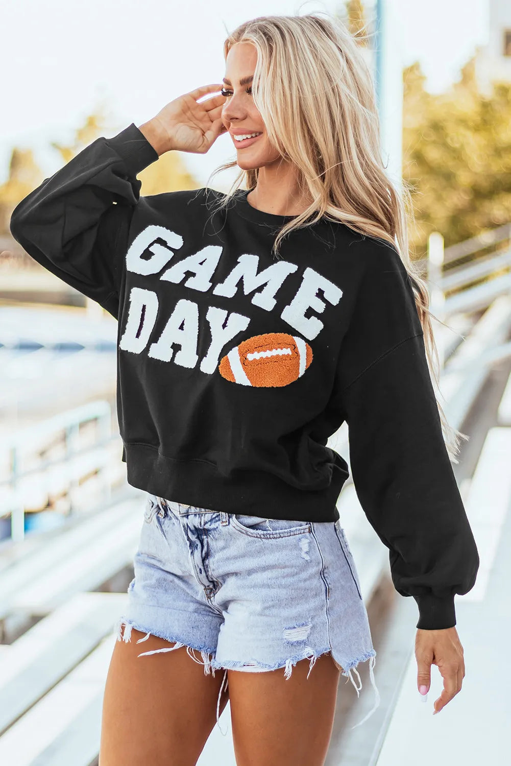 GAME DAY Round Neck Long Sleeve Sweatshirt - Laazaar