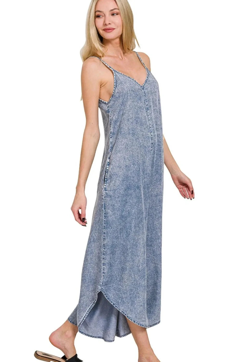 Zenana Lyocell Acid-Washed Jumpsuit