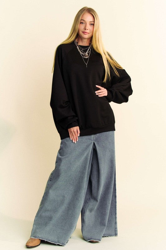 Davi & Dani Round Neck Raglan Sleeve Sweatshirt - Laazaar