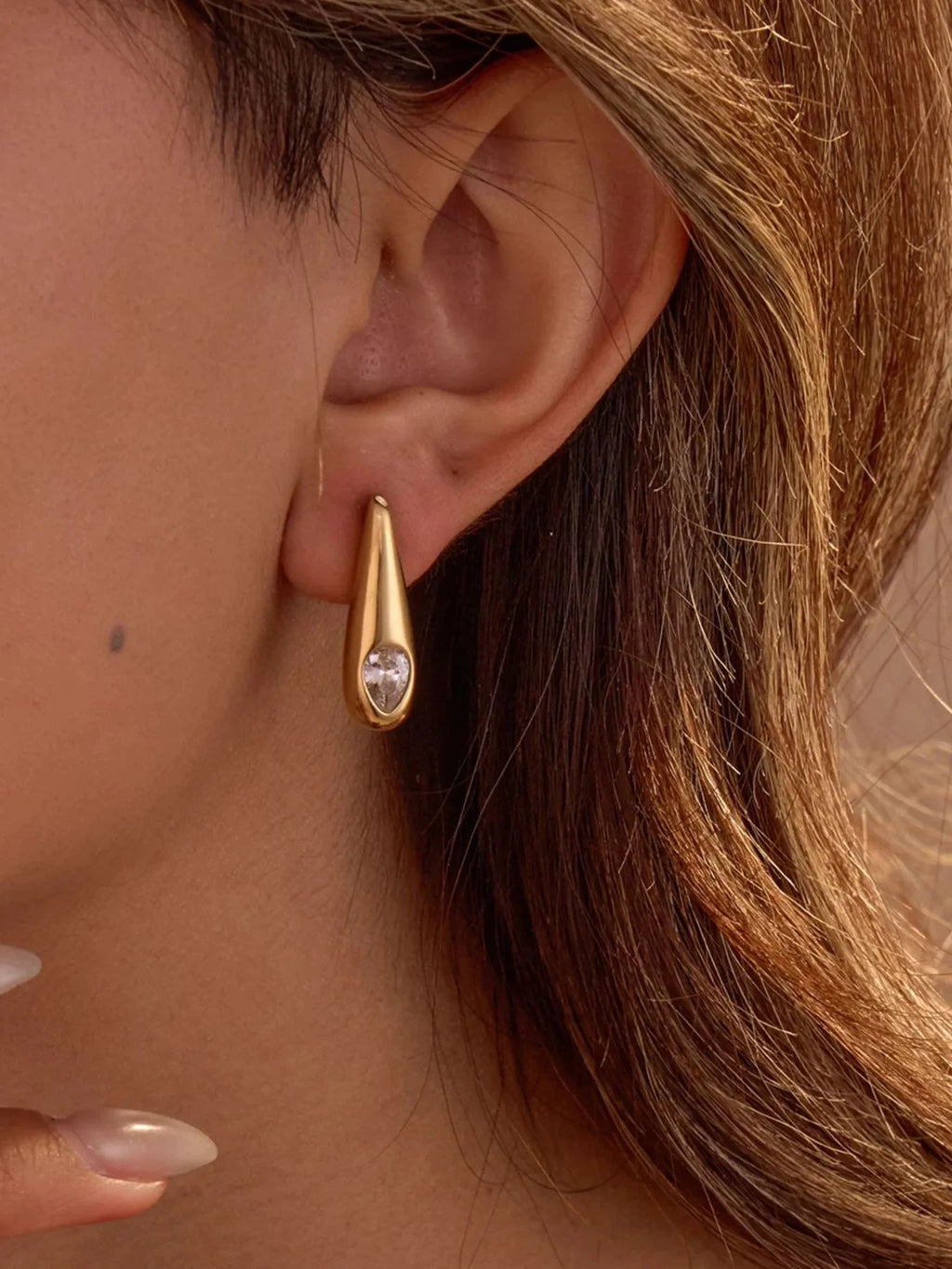18K Gold-Plated Zircone Teardrop Earrings