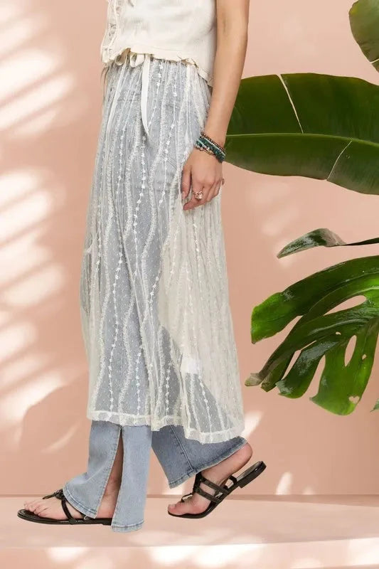 ADORA Sheer Layered Mesh Cover-Up Skirt