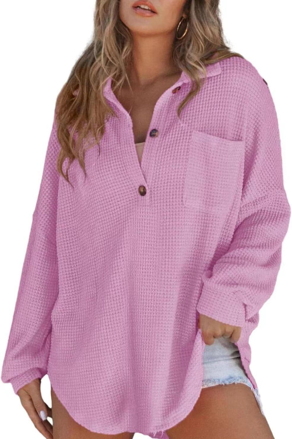 Half Button Long Sleeve Sweatshirt - Laazaar