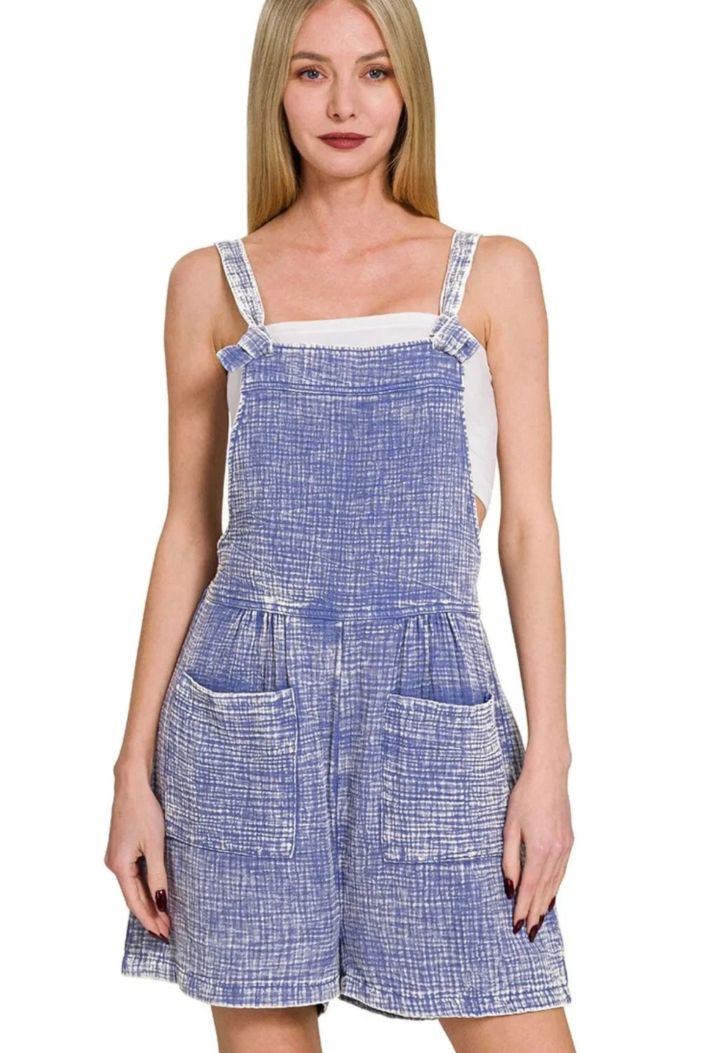 Zenana Woven Double Gauze Acid Washed Romper