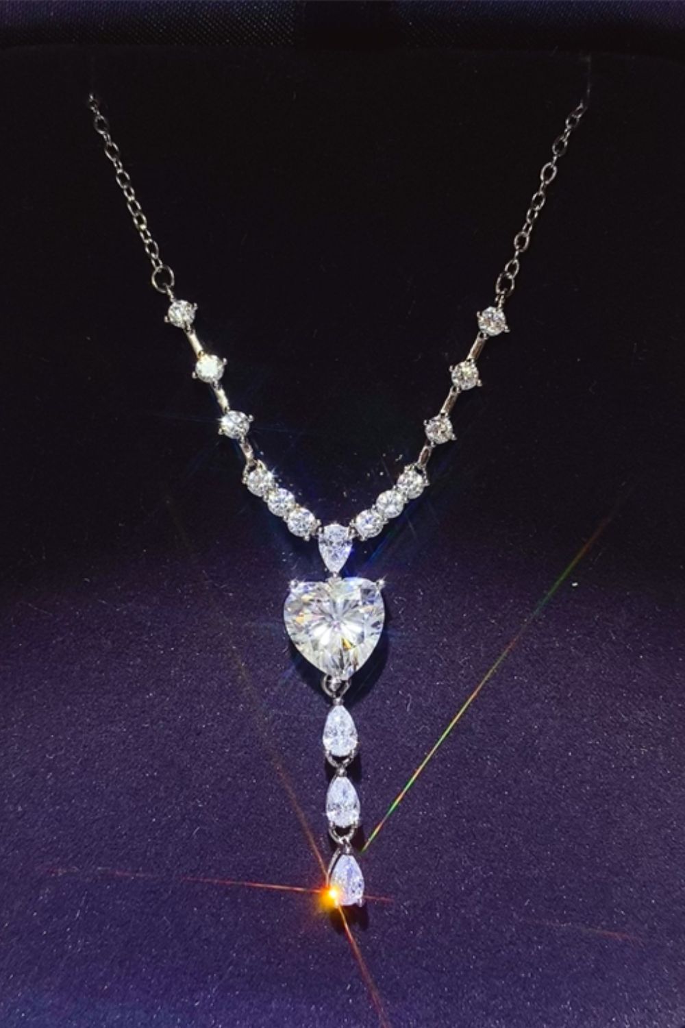 3 Carat Moissanite 925 Sterling Silver Drop Necklace - Laazaar
