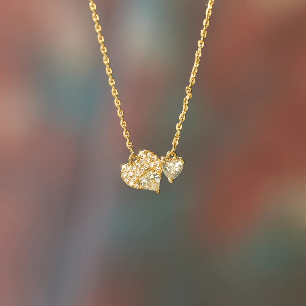 18K Gold-Plated 925 Sterling Silver Zircon Heart Necklace - Laazaar