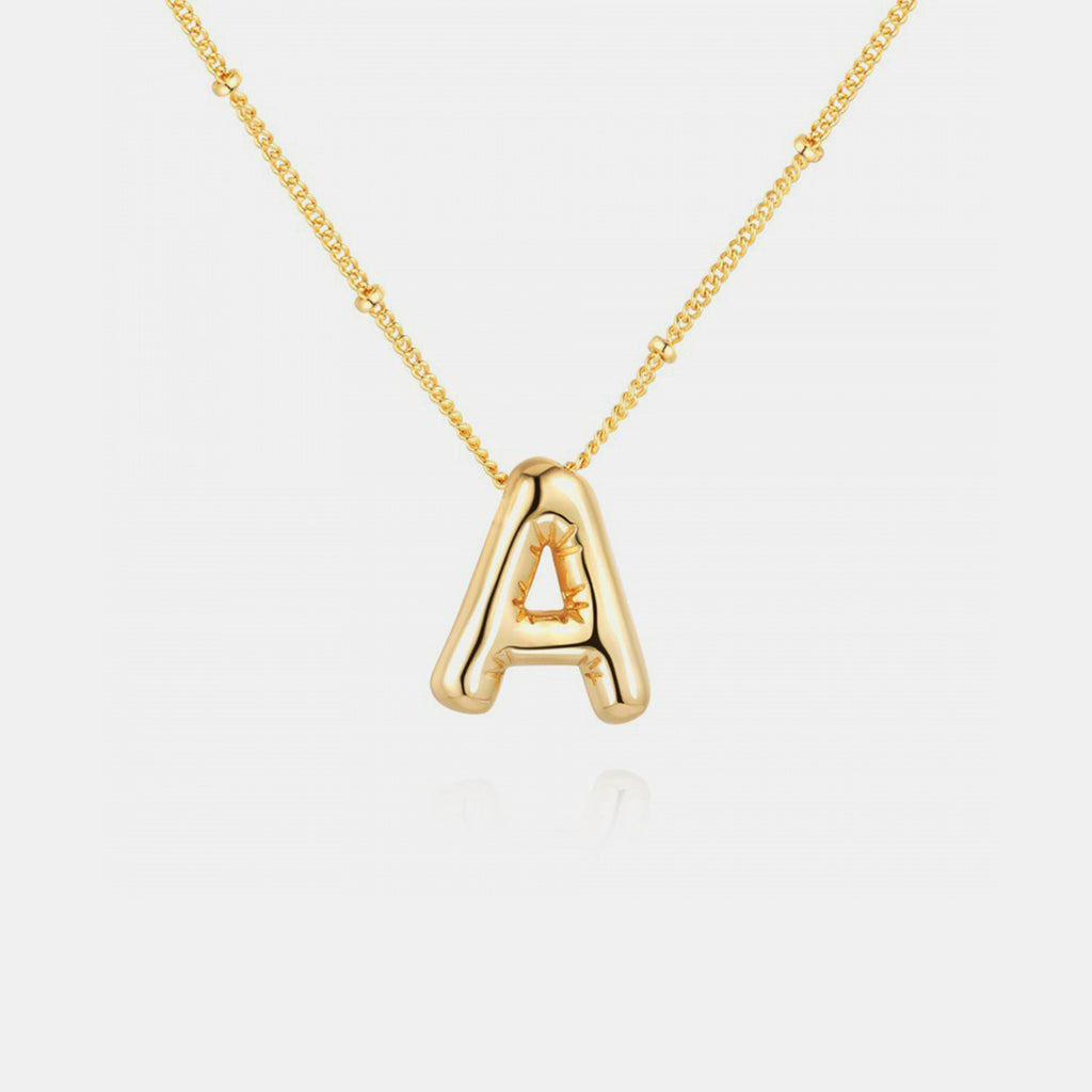 Gold-Plated Bubble Initial Necklace - Laazaar