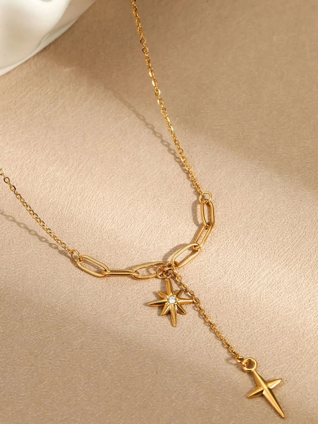 18K Gold-Plated Star Cross Pendant Necklace