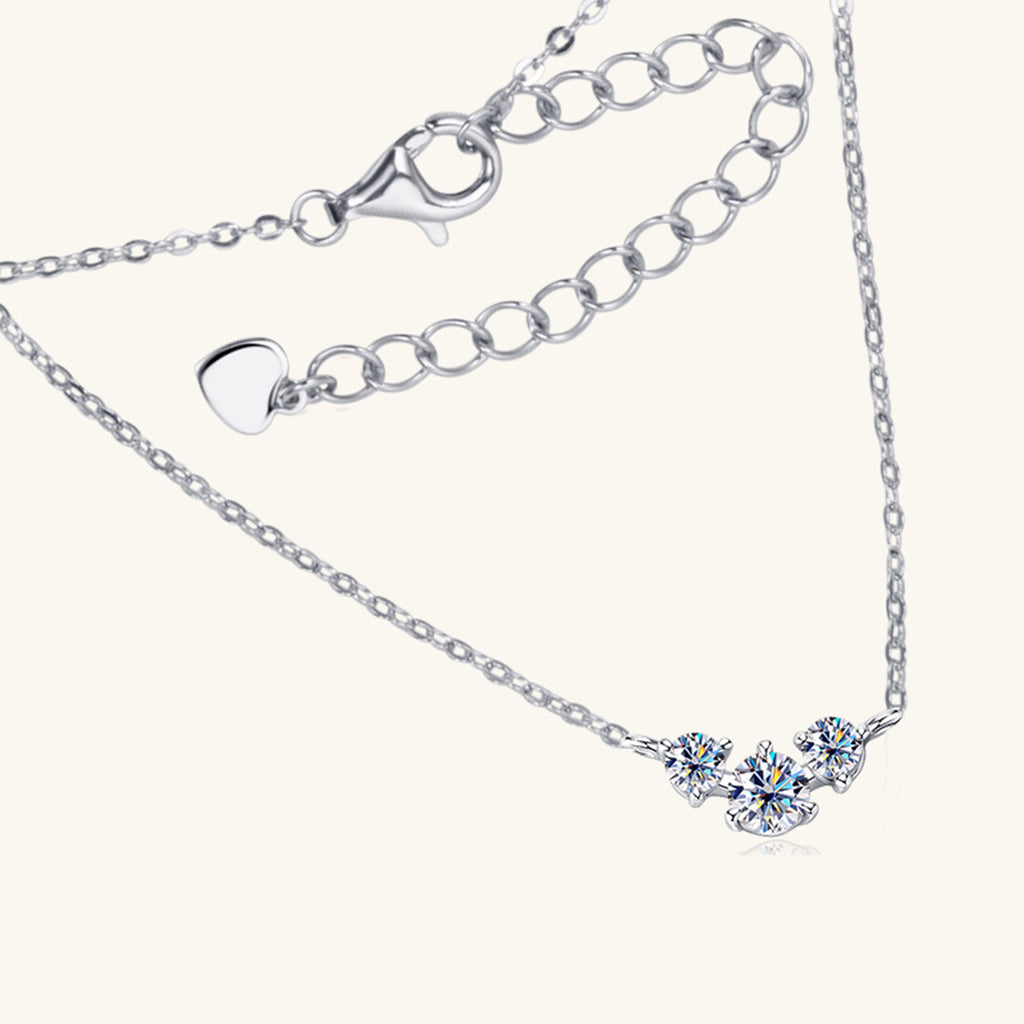 925 Sterling Silver Inlaid Moissanite Necklace - Laazaar