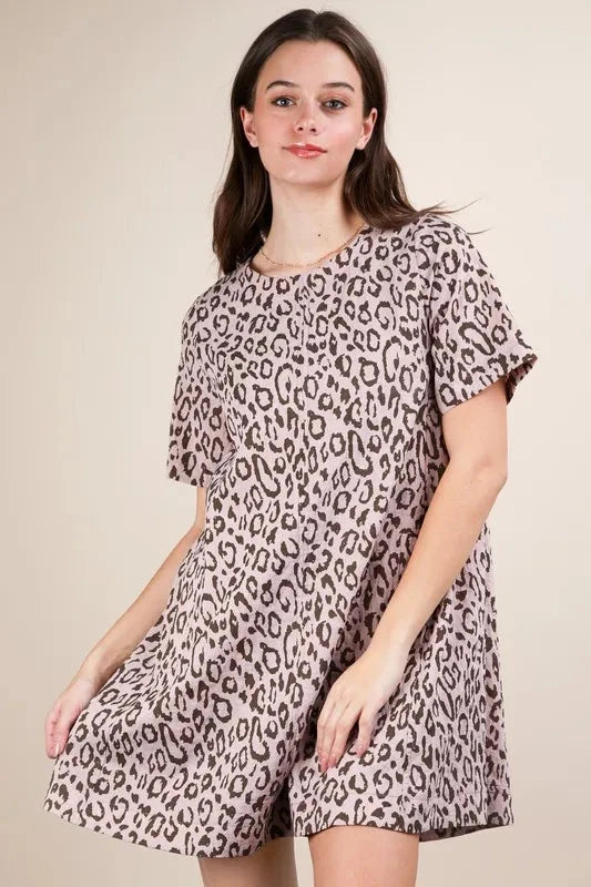 VERY J Leopard Printed Comfy Mini Dress