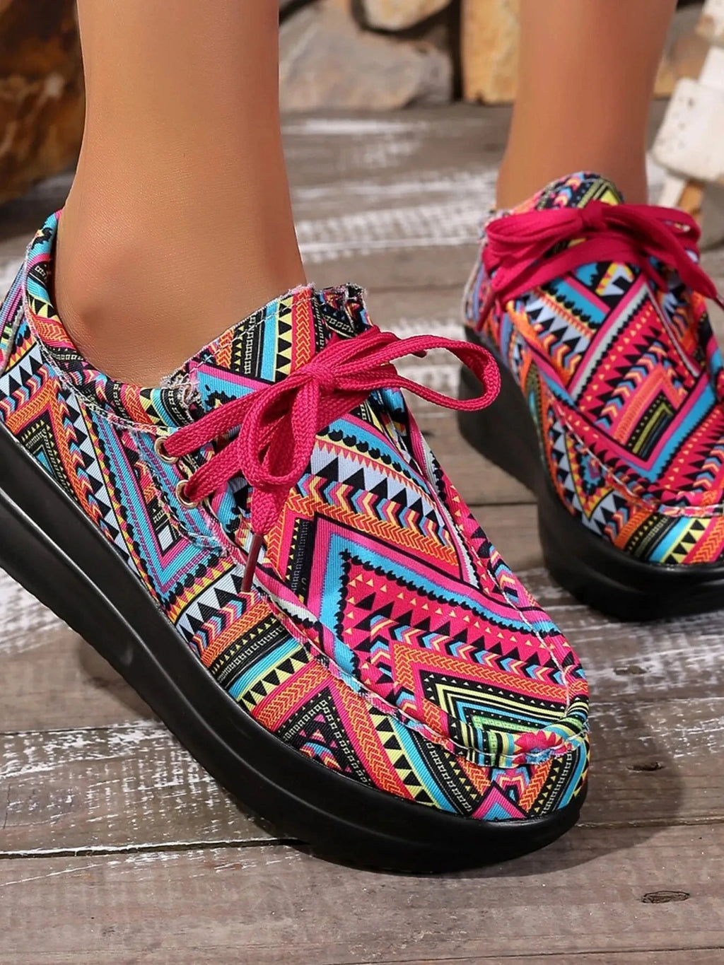 Graffiti Print Platform Sneakers