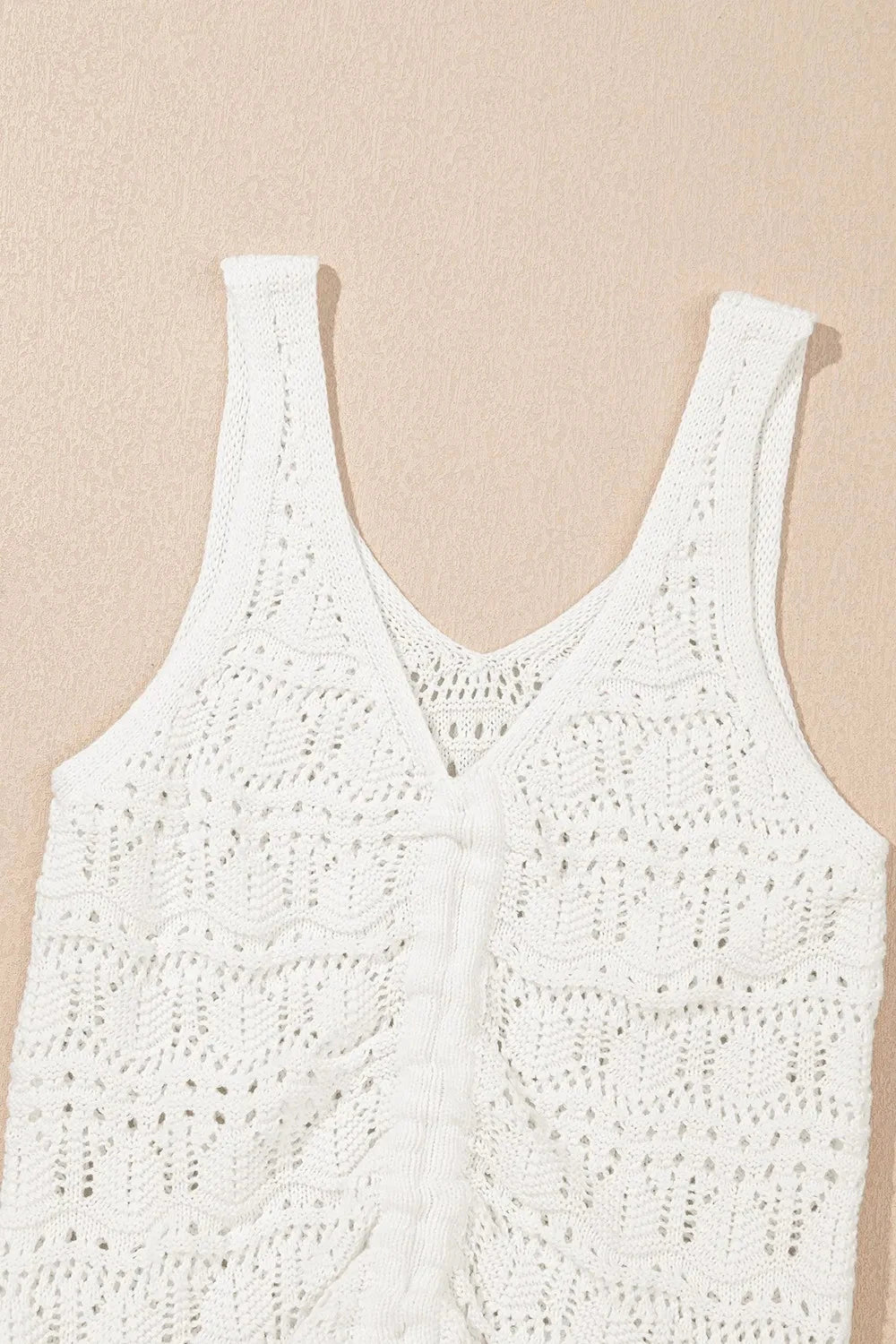 Hollowed Knit V Neck Drawstring Sweater Vest