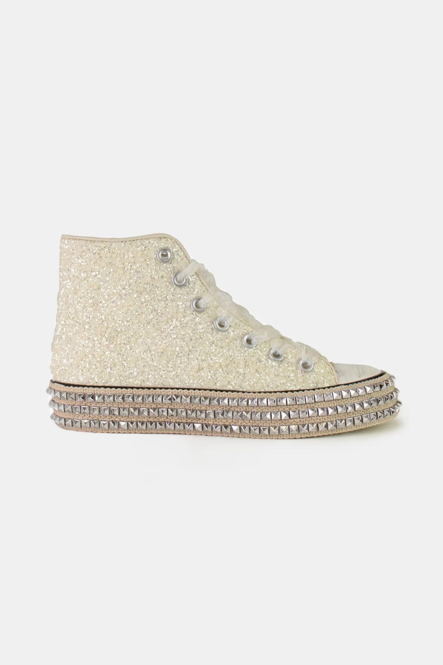 Beast Fashion Glitter Lace-Up Studded Platform Sneakers - Laazaar