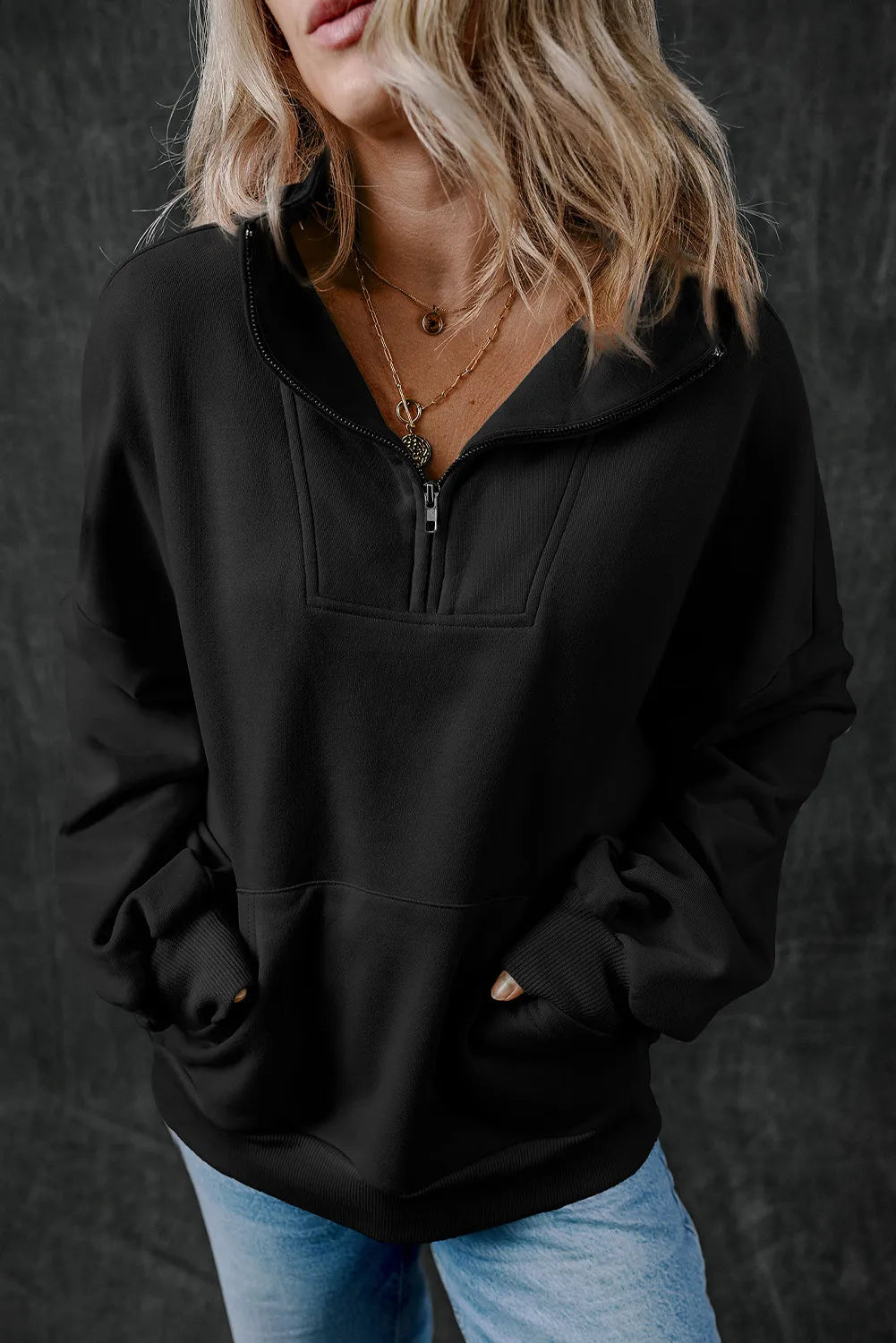 Half Zip Long Sleeve Sweatshirt - Laazaar