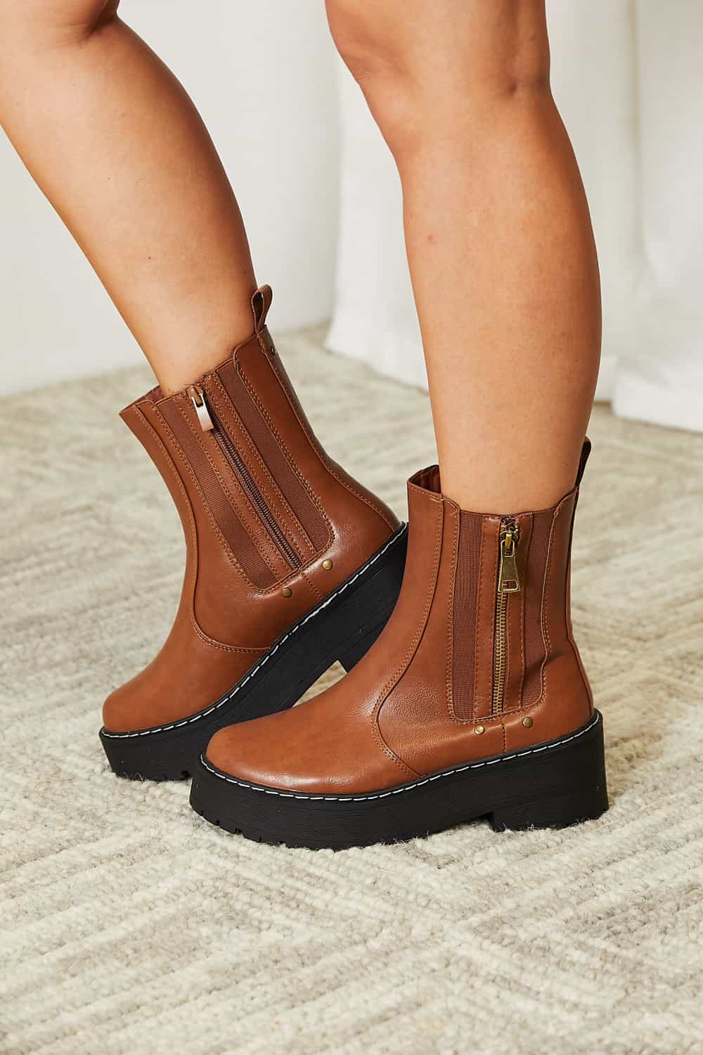 Forever Link Side Zip Platform Boots - Laazaar