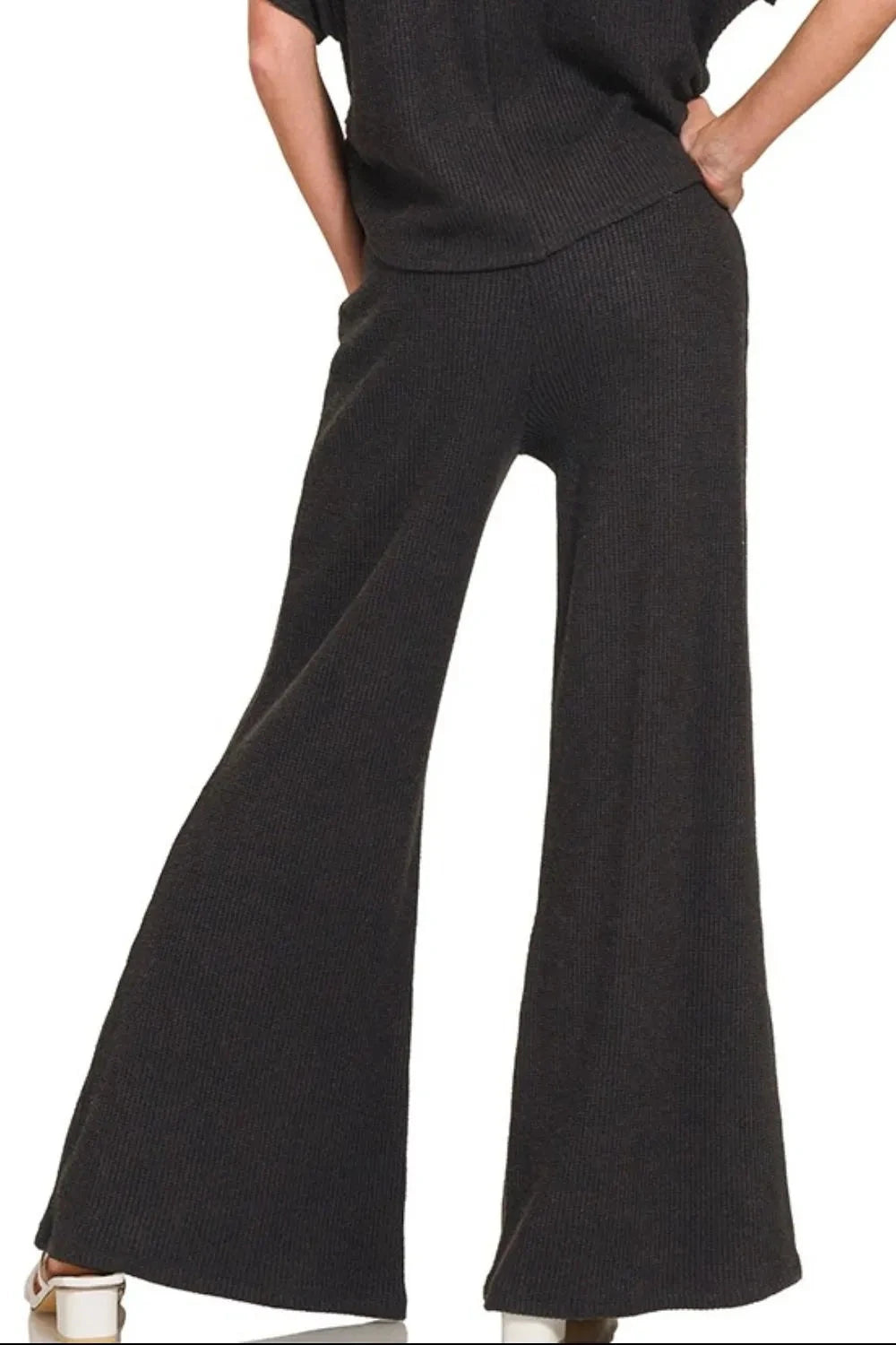 Zenana Wide Leg Flare Sweater Pants
