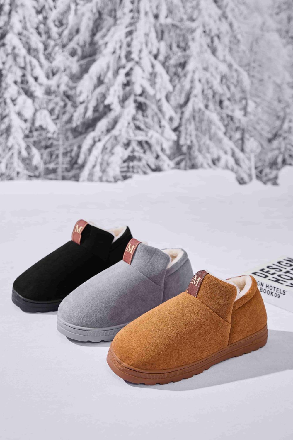 Letter M Suede Round Toe Slippers - Laazaar