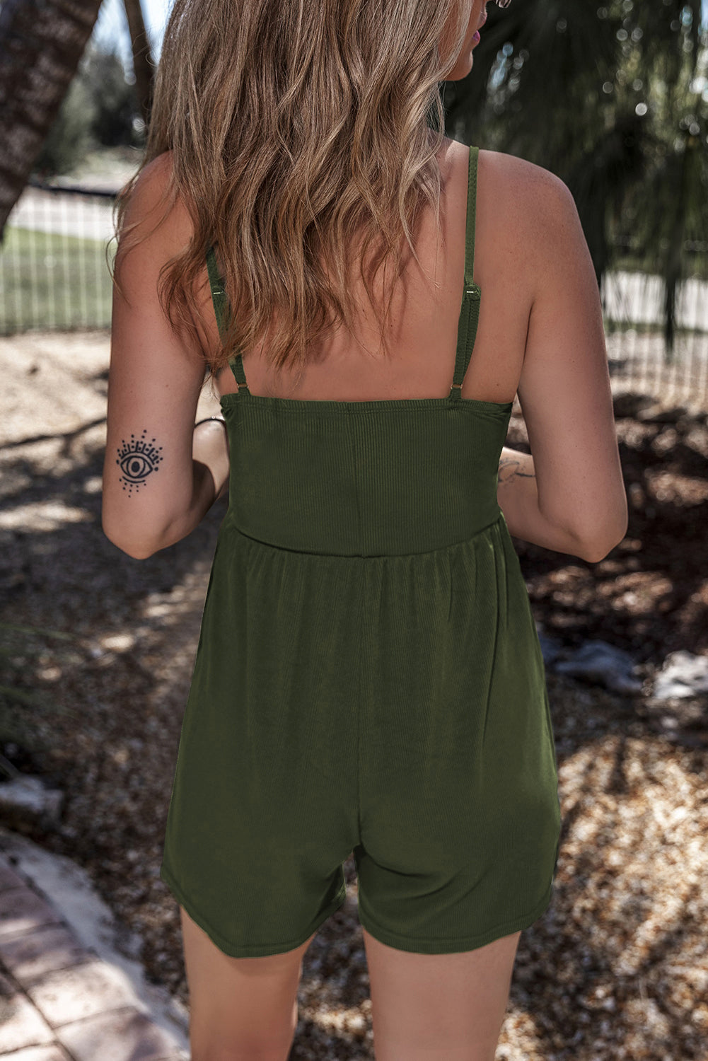 V-Neck Spaghetti Strap Romper - Laazaar