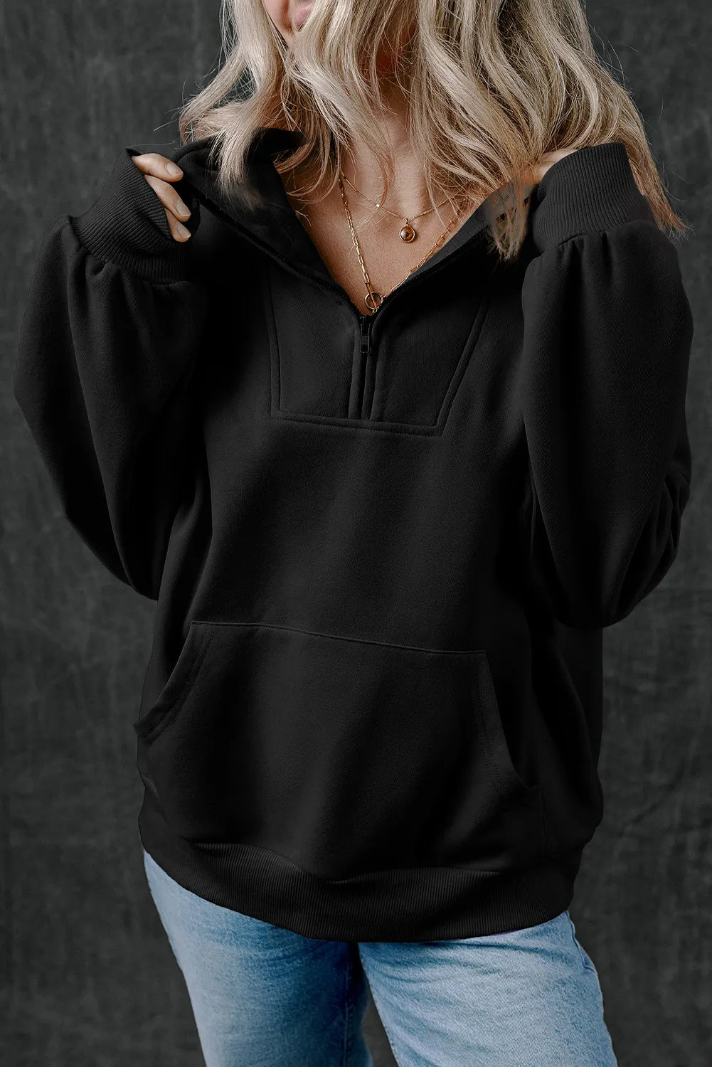Half Zip Long Sleeve Sweatshirt - Laazaar