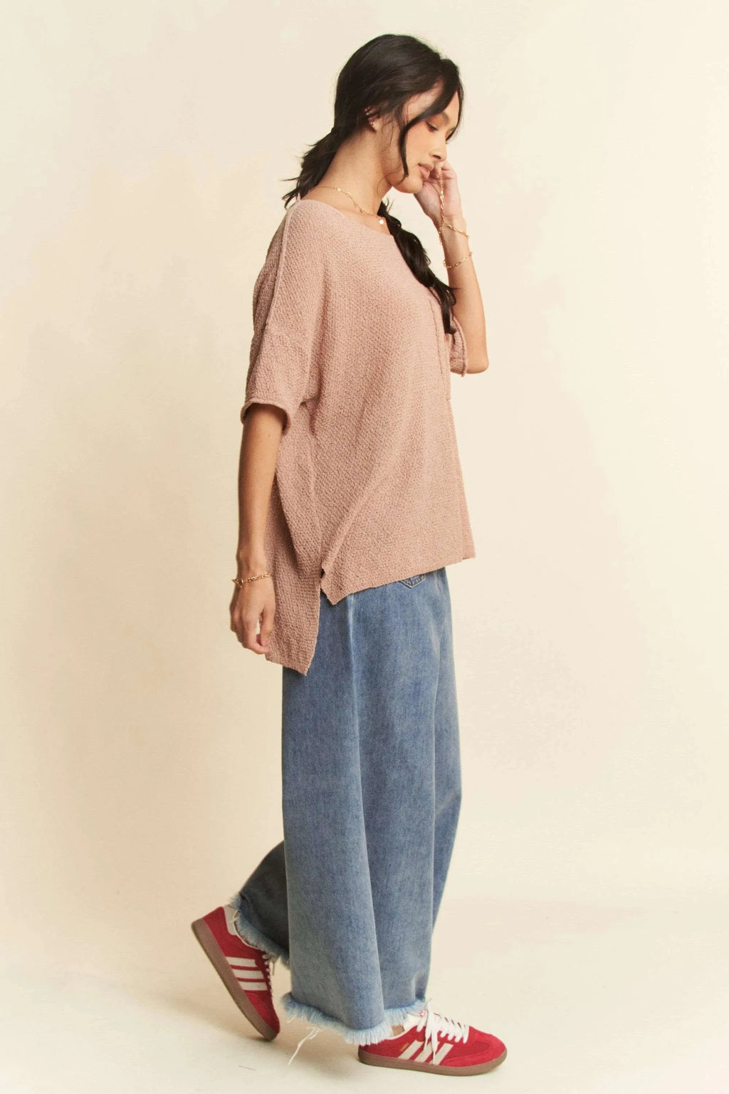 Davi & Dani Patch Pocket Wide Leg Culotte Jeans