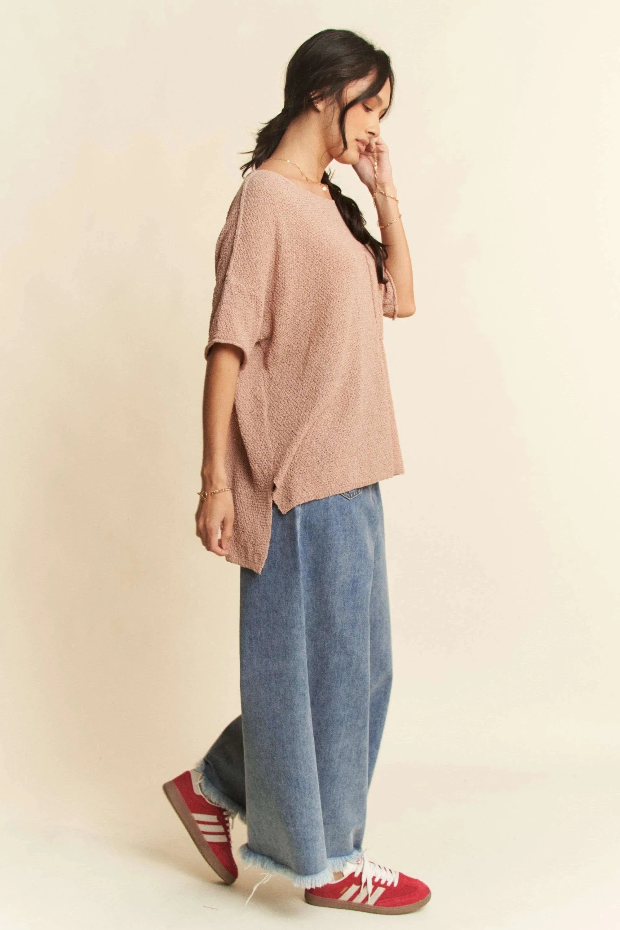 Davi & Dani Patch Pocket Wide Leg Culotte Jeans