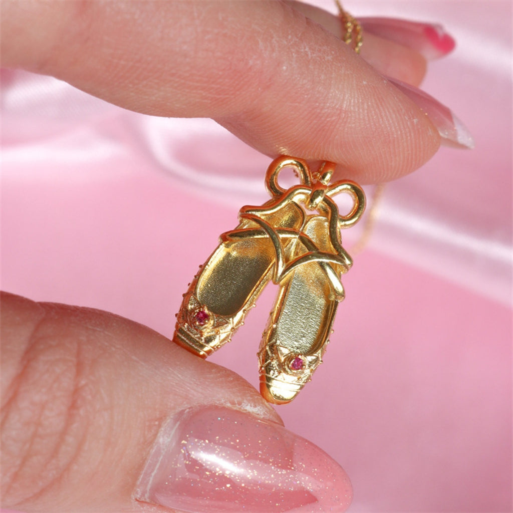 Copper Ballet Shoe Pendant Necklace - Laazaar