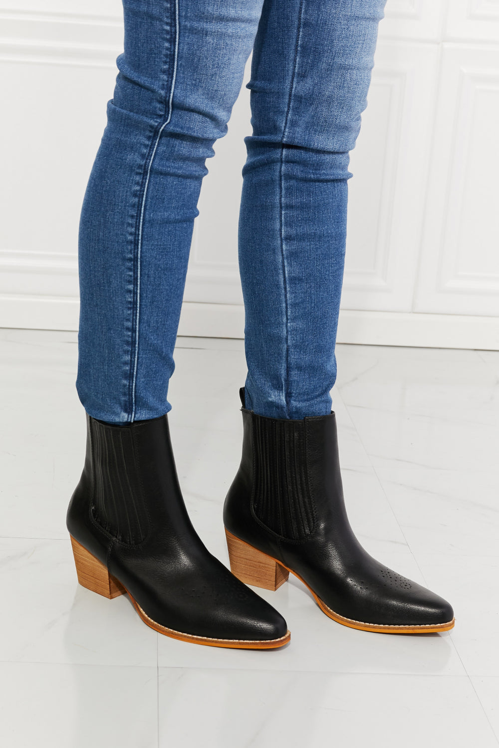 MMShoes Love the Journey Stacked Heel Chelsea Boot in Black - Laazaar