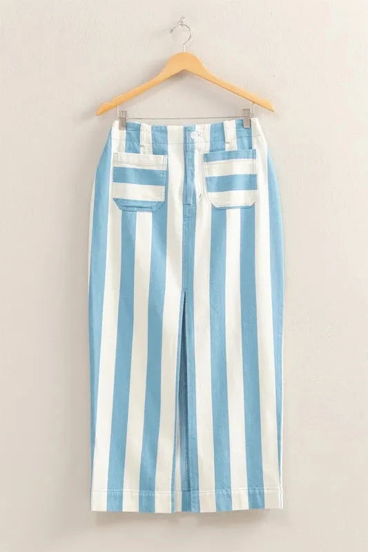 HYFVE Striped Pocket Detail Maxi Skirt