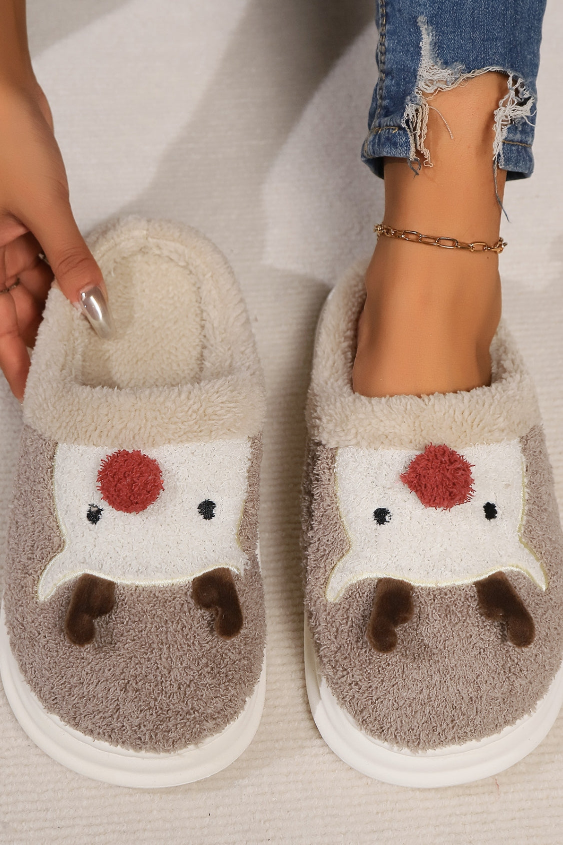 Elk Furry PVC Flat Slippers - Laazaar