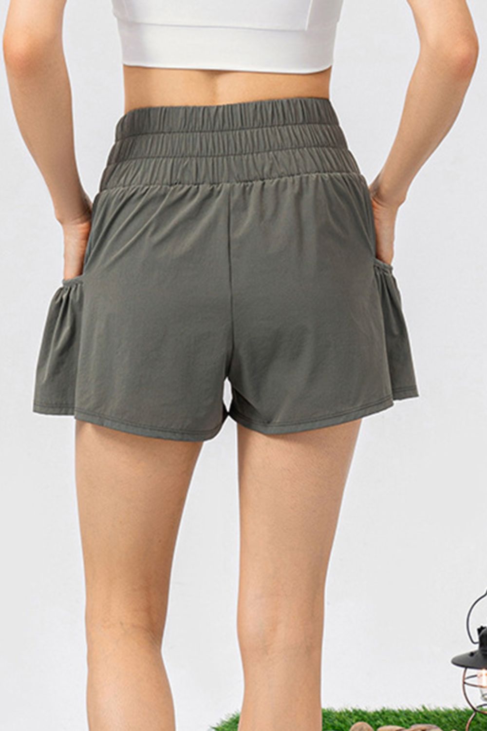 Elastic Waist Pocketed Active Shorts - Laazaar